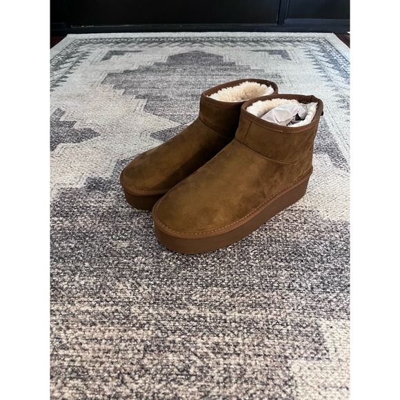 New! Union Bay Sabina Chestnut Platform Booties - Picture 1 of 5